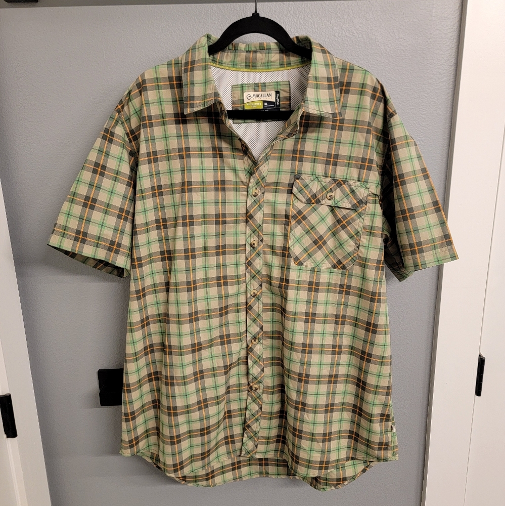 MAGELLAN Outdoors Mag Wick Adventure Gear Loose Fit Plaid Button-Down Shirt